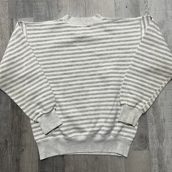 VTG Alaska The Final Frontier White/Grey Striped USA Juneau Travel Sweatshirt - Picture 2 of 6